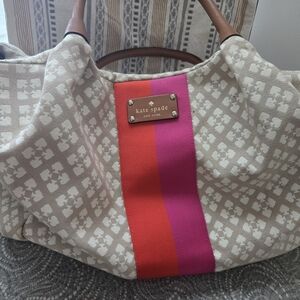 Kate Spade Beige and Pink Patterned Overnight Bag